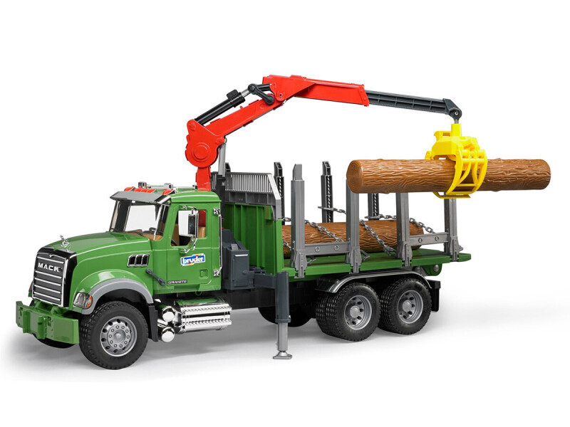 Bruder MACK Granit Přepravník na dřevo s hydraulickou rukou 1:16